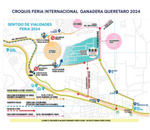 qrodigital-entrada-salida-autopista-artistas-qrobus-ameq-proteccion-civil-feria-internacional-ganadera-queretaro-2024-croquis-autoridad-organiza